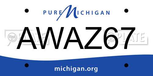 AWAZ67 Michigan License Plate