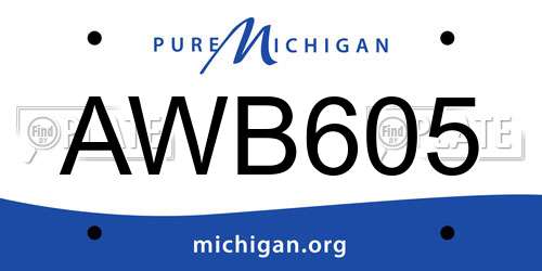 AWB605 Michigan License Plate