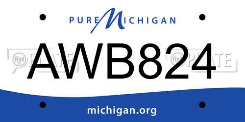 AWB824 Michigan License Plate