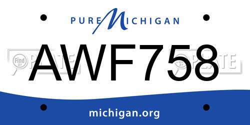 AWF758 Michigan License Plate