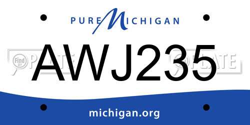 AWJ235 Michigan License Plate