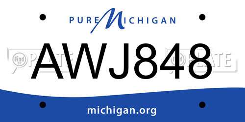 AWJ848 Michigan License Plate
