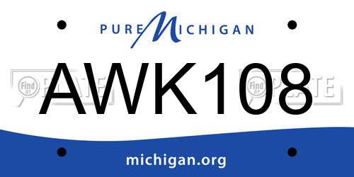AWK108 Michigan License Plate