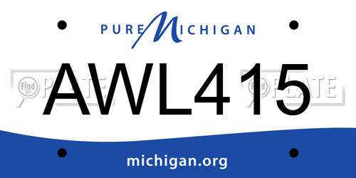 AWL415 Michigan License Plate
