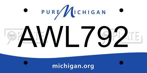 AWL792 Michigan License Plate