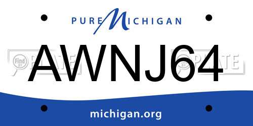 AWNJ64 Michigan License Plate