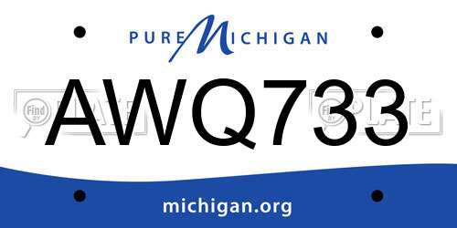 AWQ733 Michigan License Plate