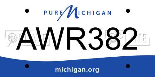 AWR382 Michigan License Plate