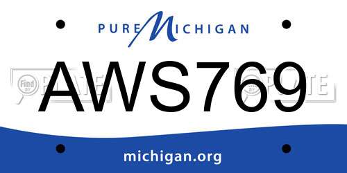 AWS769 Michigan License Plate