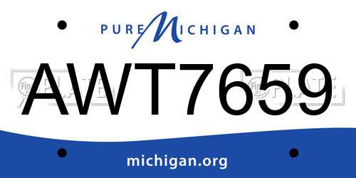 AWT7659 Michigan License Plate
