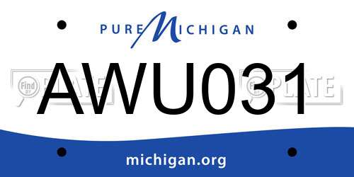 AWU031 Michigan License Plate