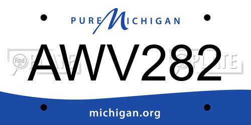 AWV282 Michigan License Plate