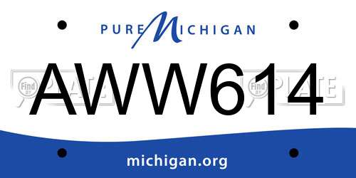 AWW614 Michigan License Plate