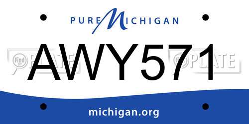 AWY571 Michigan License Plate