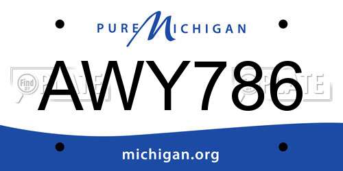 AWY786 Michigan License Plate