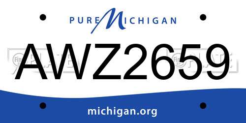 AWZ2659 Michigan License Plate