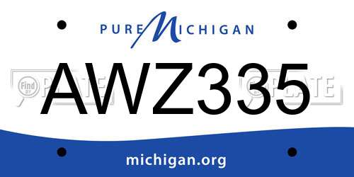 AWZ335 Michigan License Plate