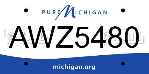 AWZ5480 Michigan License Plate