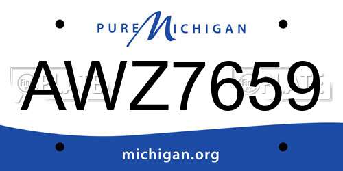 AWZ7659 Michigan License Plate