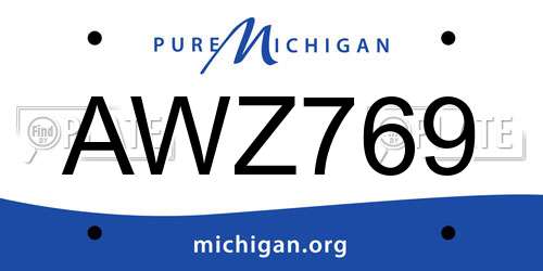 AWZ769 Michigan License Plate