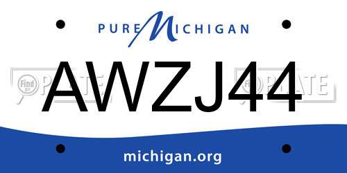 AWZJ44 Michigan License Plate
