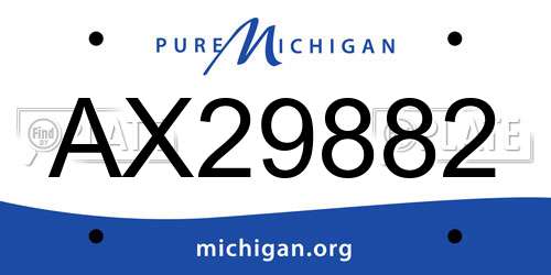 AX29882 Michigan License Plate