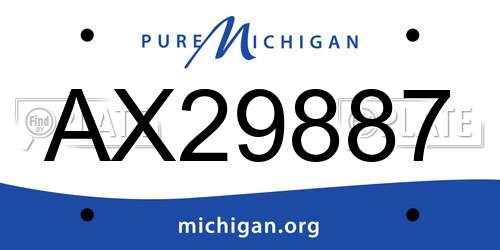 AX29887 Michigan License Plate