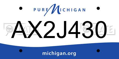 AX2J430 Michigan License Plate