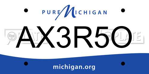 AX3R5O Michigan License Plate