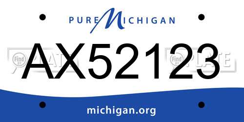 AX52123 Michigan License Plate