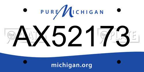 AX52173 Michigan License Plate