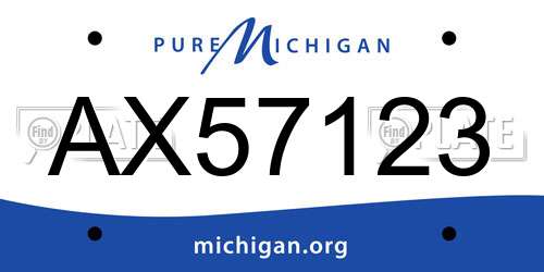 AX57123 Michigan License Plate