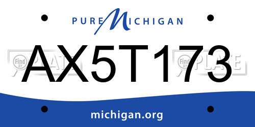 AX5T173 Michigan License Plate