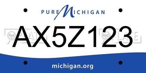 AX5Z123 Michigan License Plate