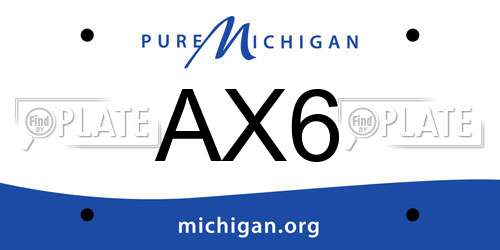 AX6 Michigan License Plate