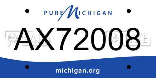 AX72008 Michigan License Plate