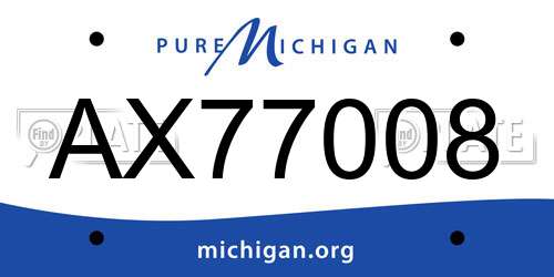 AX77008 Michigan License Plate