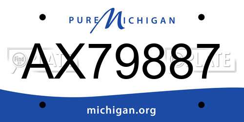 AX79887 Michigan License Plate