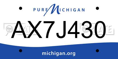 AX7J430 Michigan License Plate