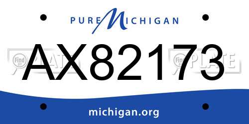 AX82173 Michigan License Plate