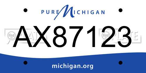 AX87123 Michigan License Plate