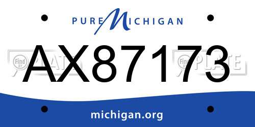 AX87173 Michigan License Plate