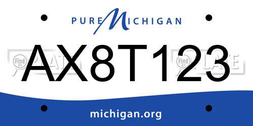 AX8T123 Michigan License Plate