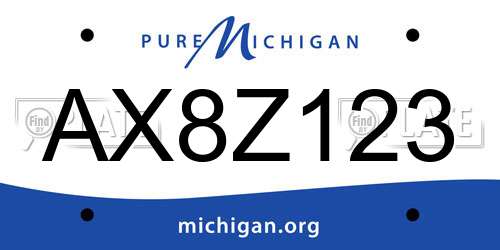 AX8Z123 Michigan License Plate