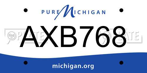 AXB768 Michigan License Plate