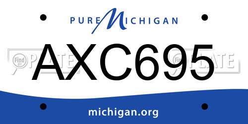 AXC695 Michigan License Plate