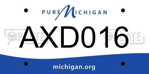 AXD016 Michigan License Plate