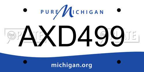 AXD499 Michigan License Plate