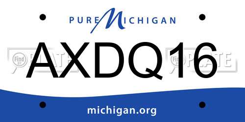 AXDQ16 Michigan License Plate