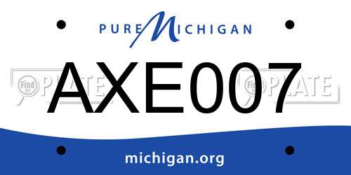 AXE007 Michigan License Plate